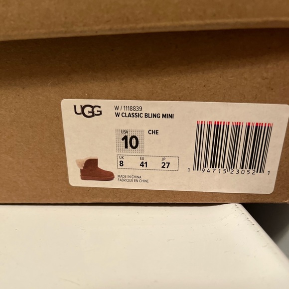 NWB UGG Classic Bling Mini Soft Brown Boot - Size 10 - Picture 6 of 6